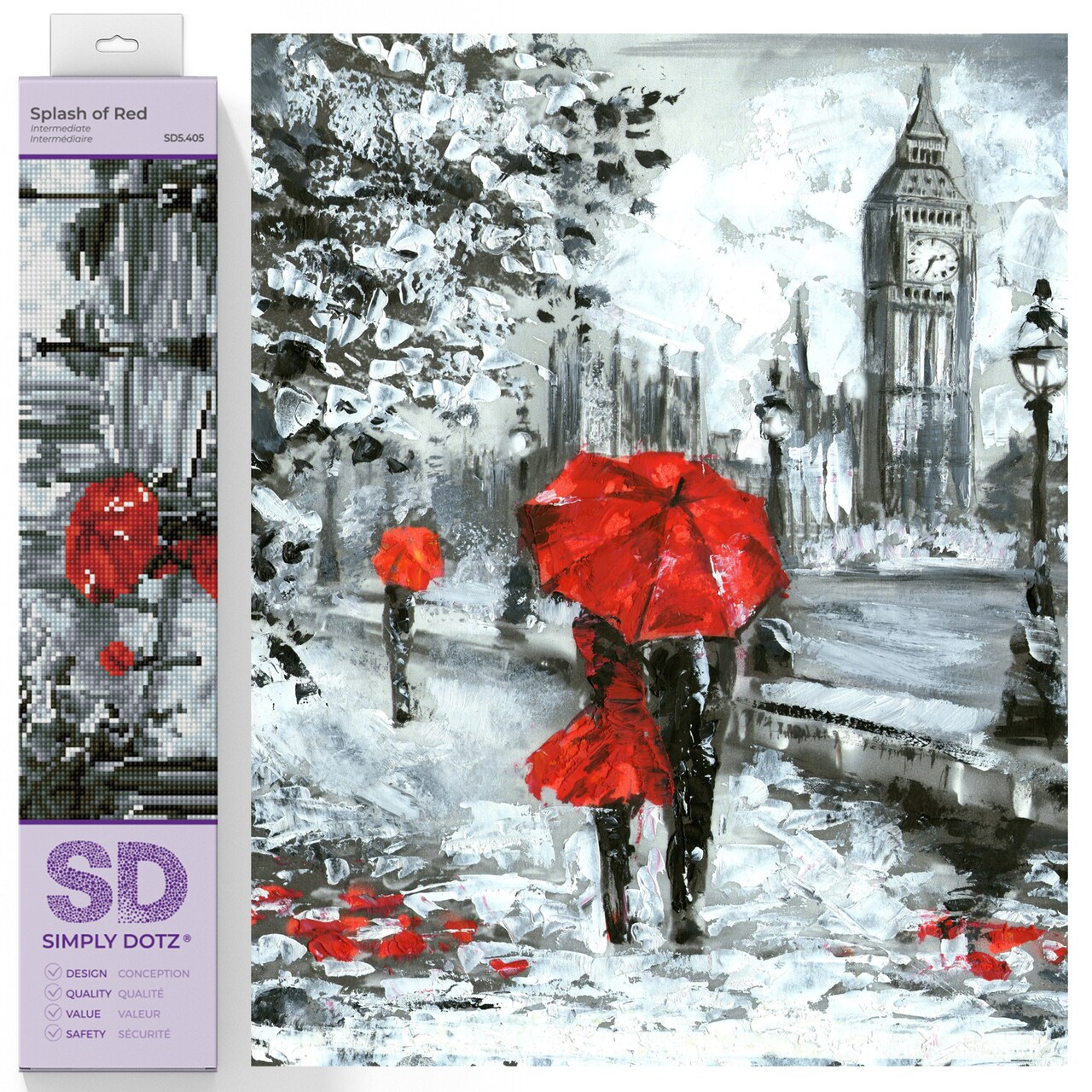 Diamond Dotz Splash of Red Diamond Painting Kits for Adults - Diamond Art Kits a Relaxing Creative Craft Kit with Dotz Gems 11.8x15.8